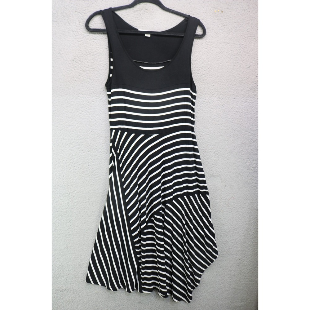 Boston Proper Sleeveless Asymmetrical Stripes Midi Dress-Small-Preppy